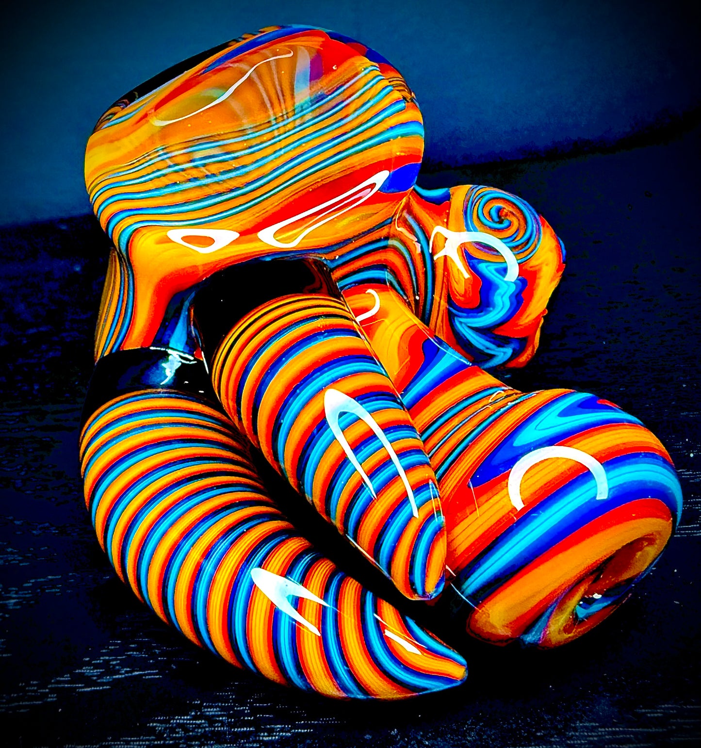 Fire and Ice Dry Piece and Pendant Set | Collector Quality Handblown Glass Functional Art Unique Artisan Piece