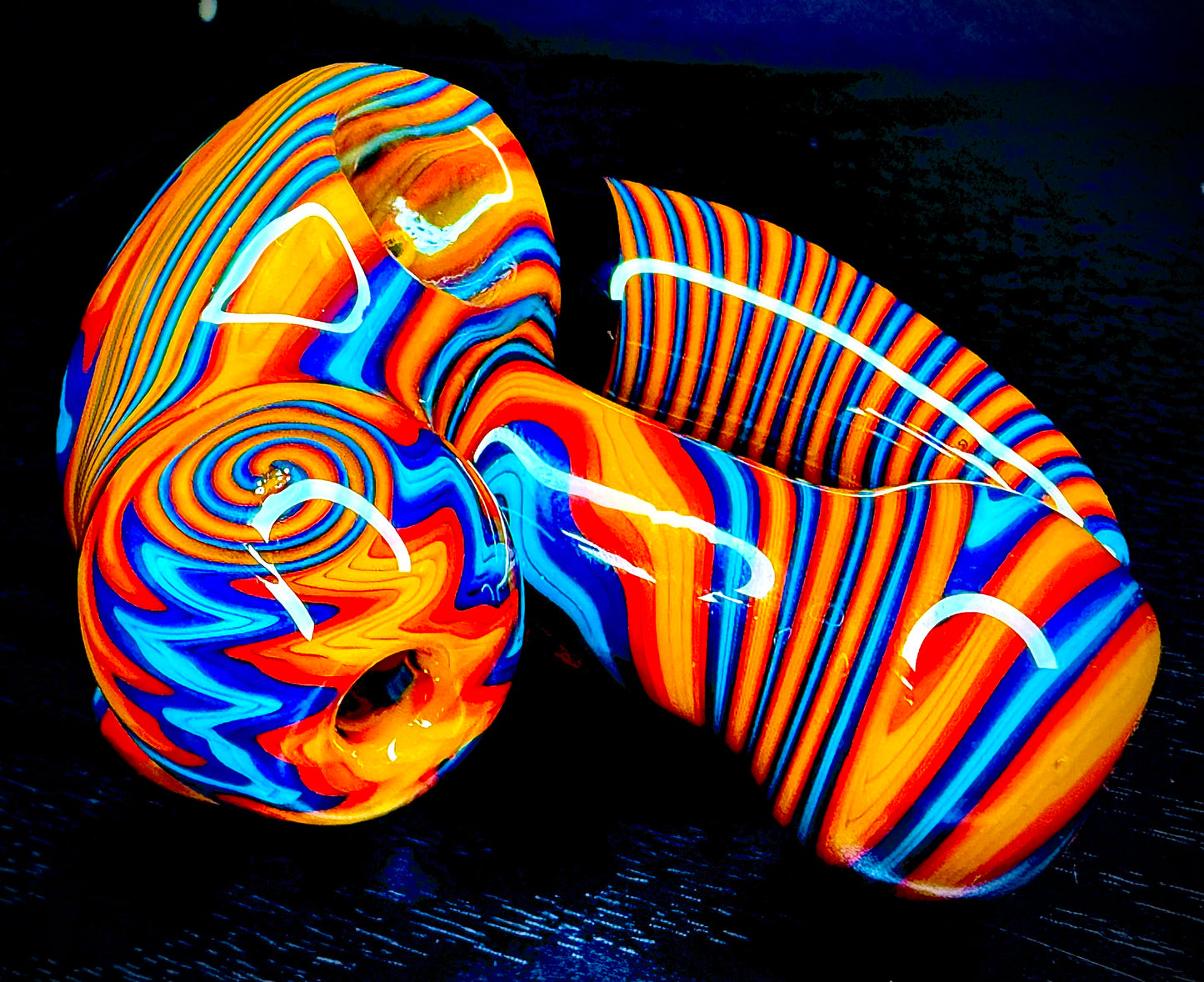 Fire and Ice Dry Piece and Pendant Set | Collector Quality Handblown Glass Functional Art Unique Artisan Piece