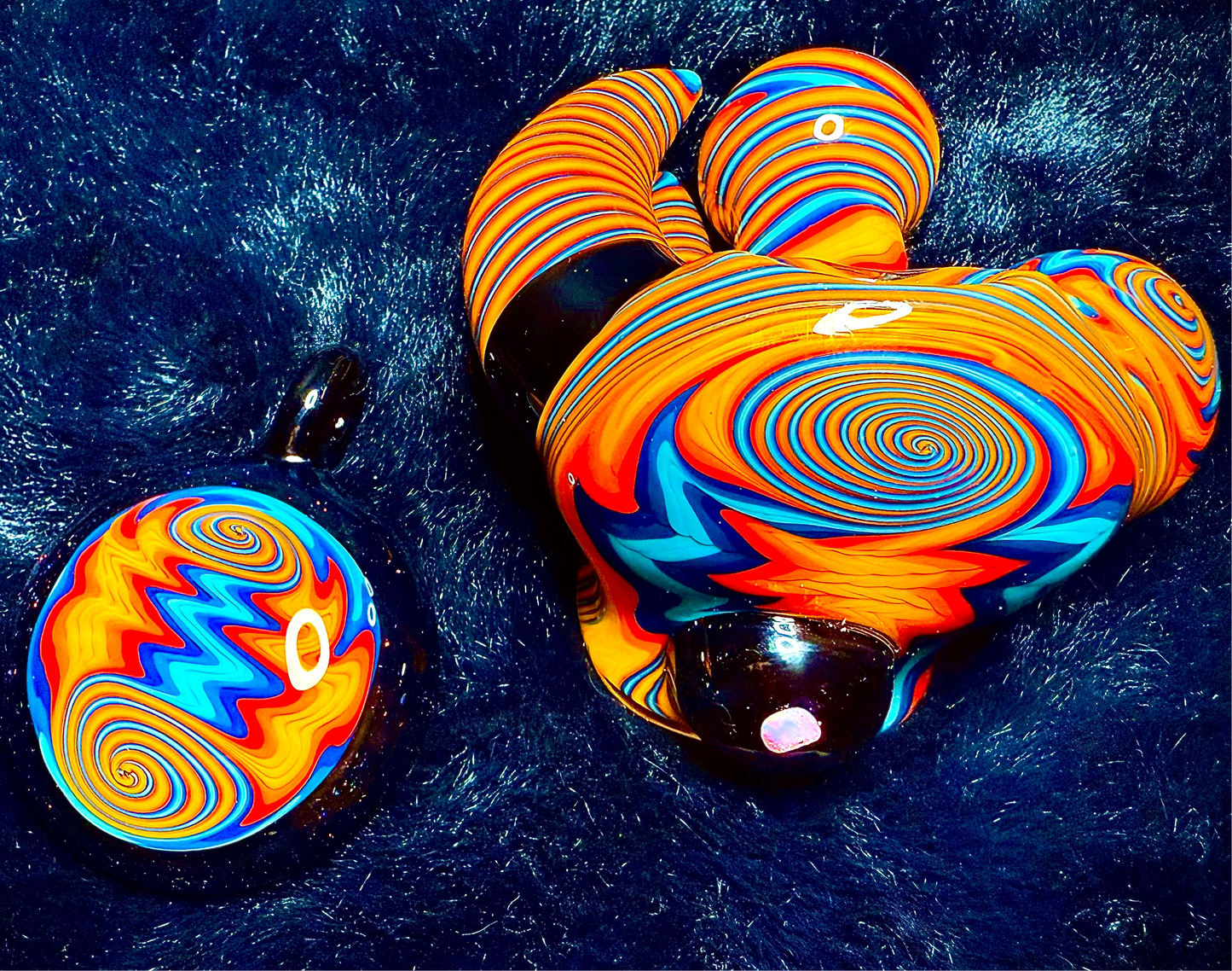 Fire and Ice Dry Piece and Pendant Set | Collector Quality Handblown Glass Functional Art Unique Artisan Piece
