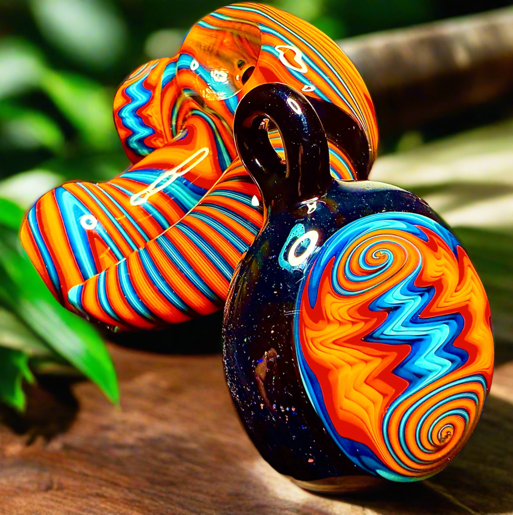 Fire and Ice Dry Piece and Pendant Set | Collector Quality Handblown Glass Functional Art Unique Artisan Piece