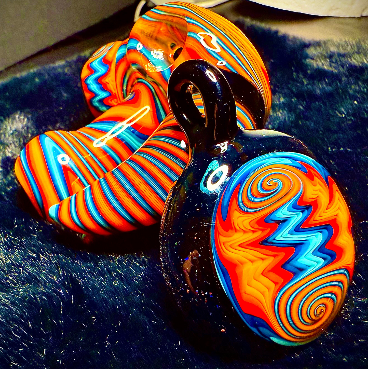 Fire and Ice Dry Piece and Pendant Set | Collector Quality Handblown Glass Functional Art Unique Artisan Piece