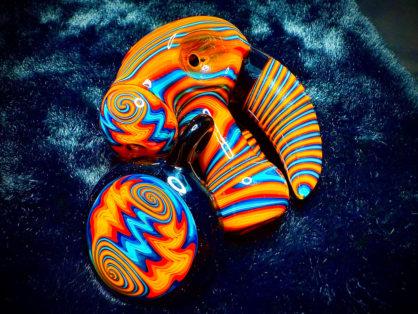 Fire and Ice Dry Piece and Pendant Set | Collector Quality Handblown Glass Functional Art Unique Artisan Piece