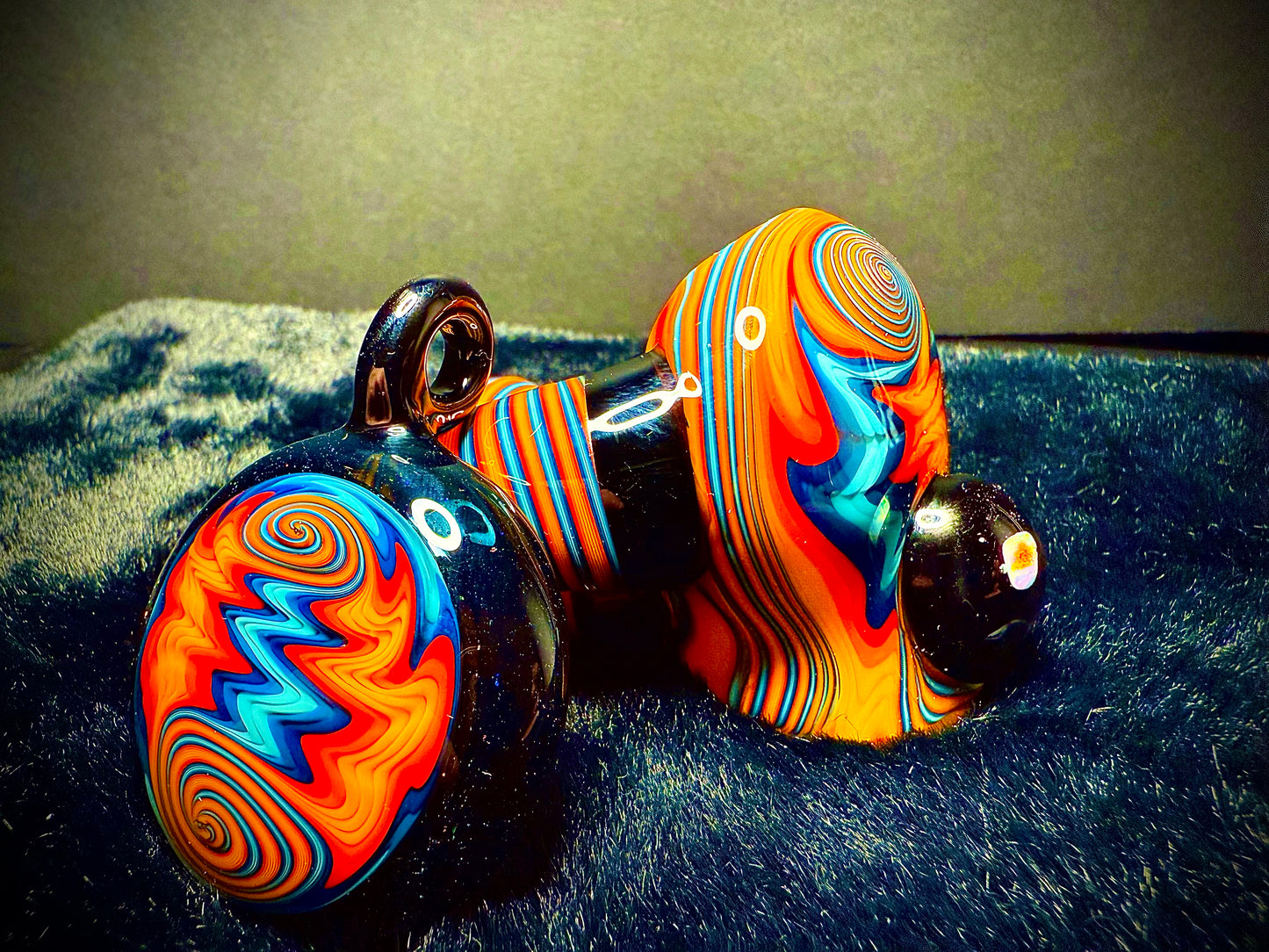 Fire and Ice Dry Piece and Pendant Set | Collector Quality Handblown Glass Functional Art Unique Artisan Piece