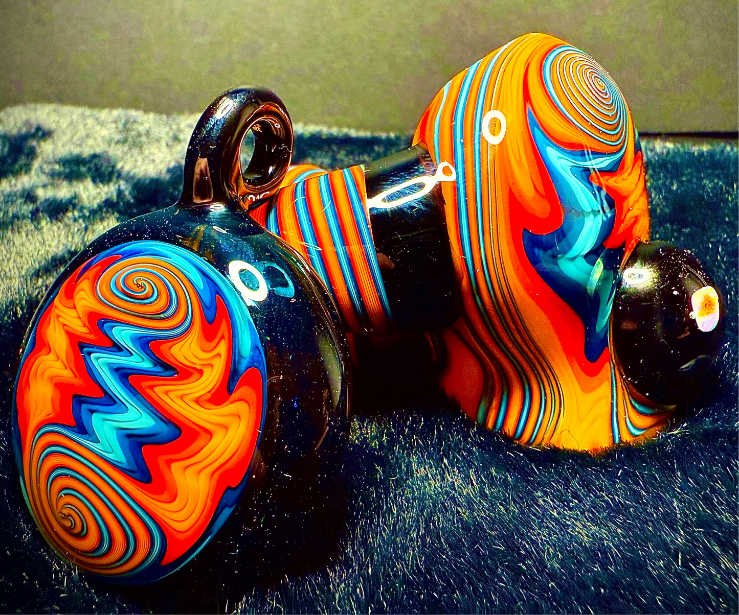 Fire and Ice Dry Piece and Pendant Set | Collector Quality Handblown Glass Functional Art Unique Artisan Piece