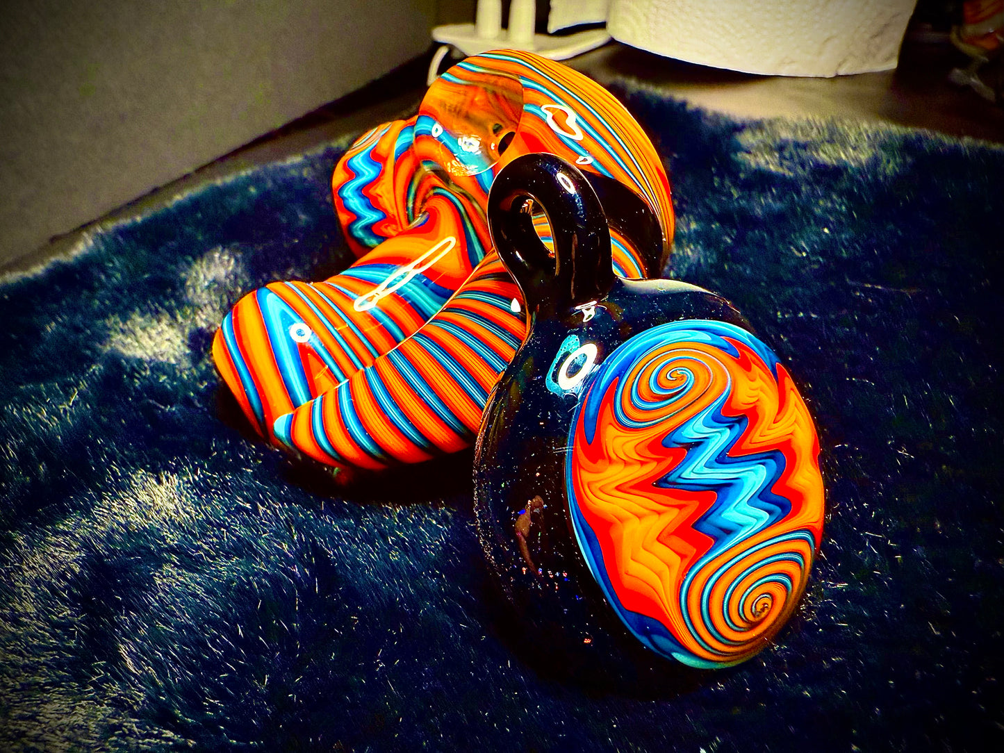 Fire and Ice Dry Piece and Pendant Set | Collector Quality Handblown Glass Functional Art Unique Artisan Piece