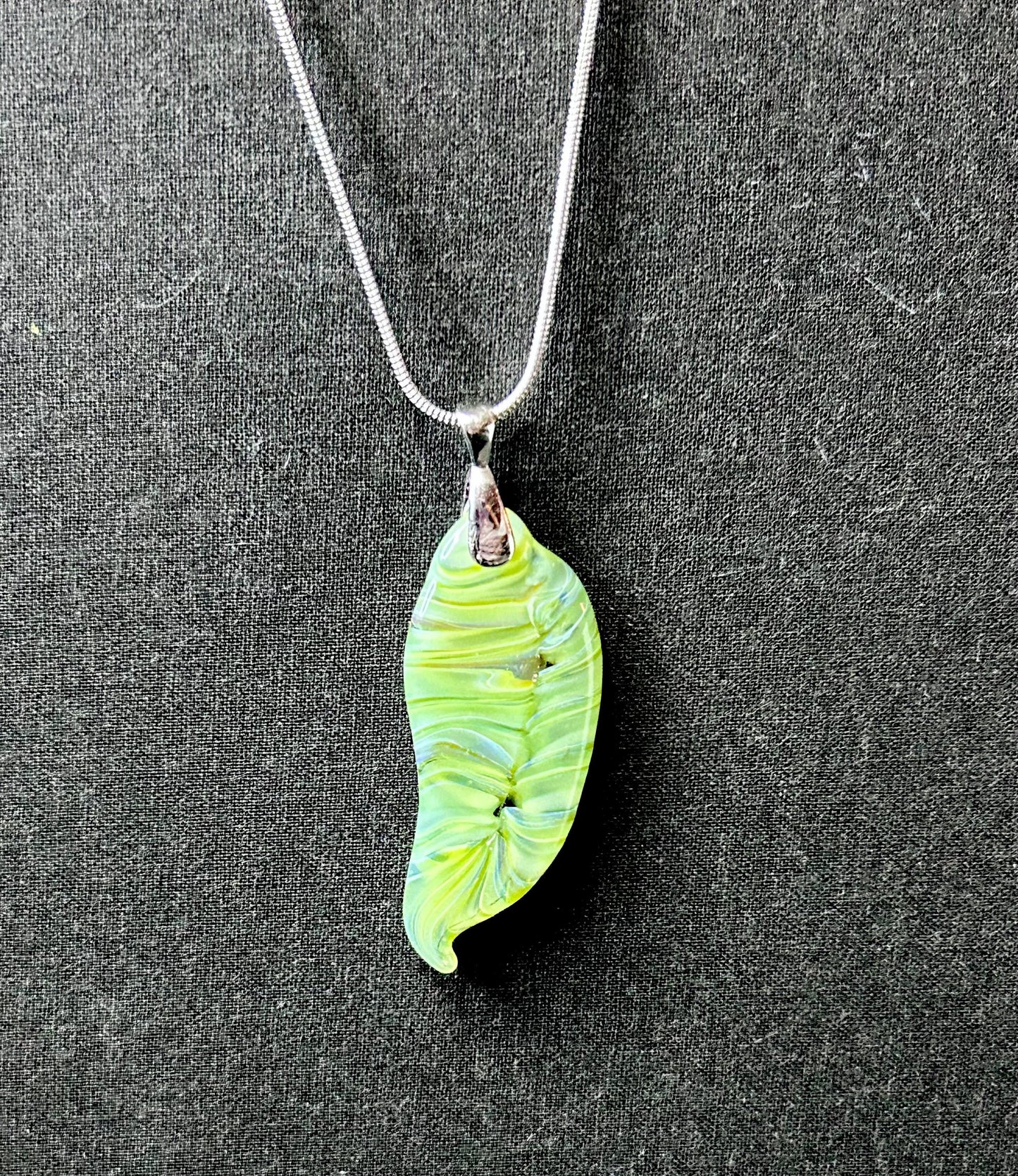 Hoya Leaf | Handblown Glass Pendant Unique Artisan Jewelry
