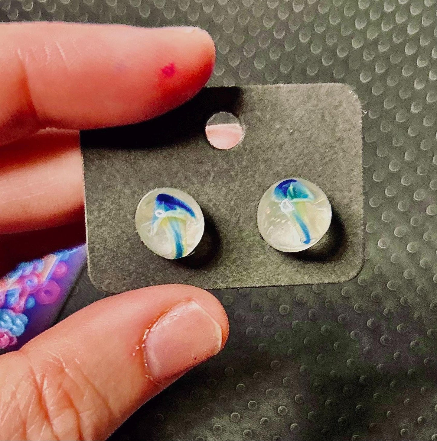 Adorable Mushroom Studded Earrings | Handblown Glass Earrings Unique Artisan Jewelry
