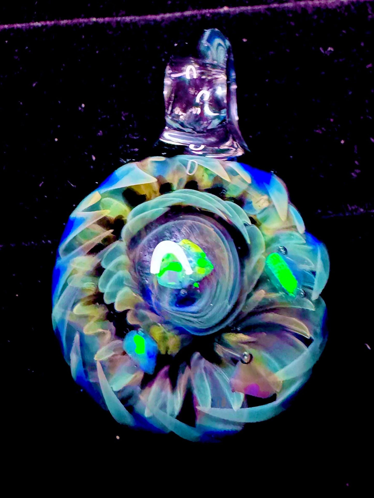 Four Opals | Handblown Glass Pendant Unique Artisan Jewelry