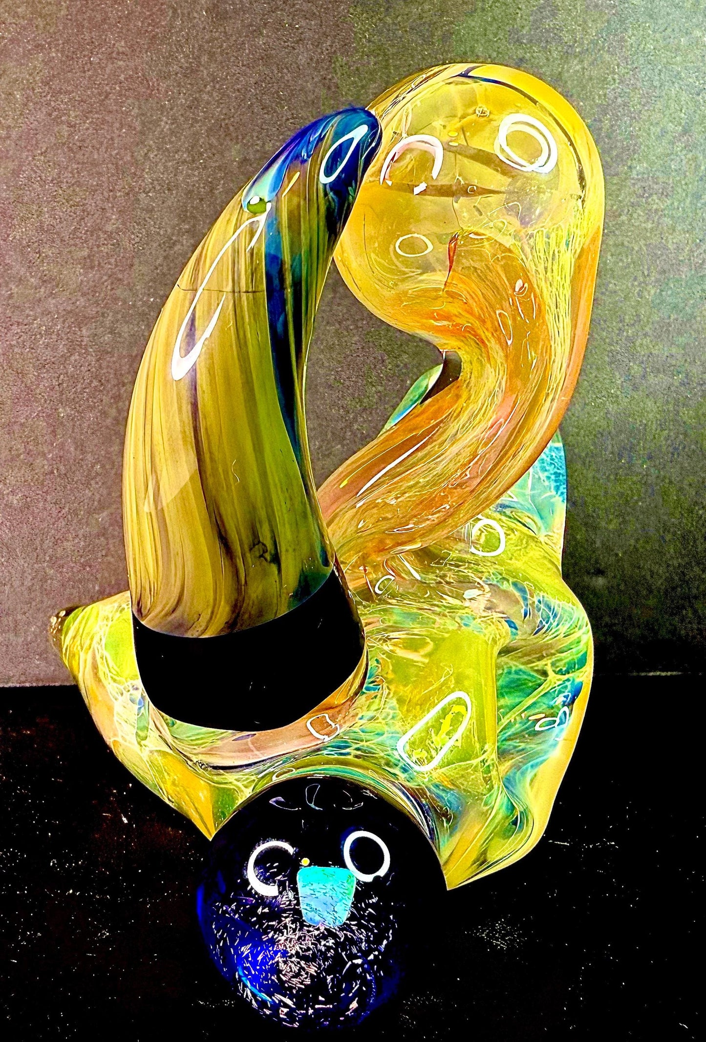 Horned Silver Dragon| Handblown Glass Functional Art Unique Artisan Piece