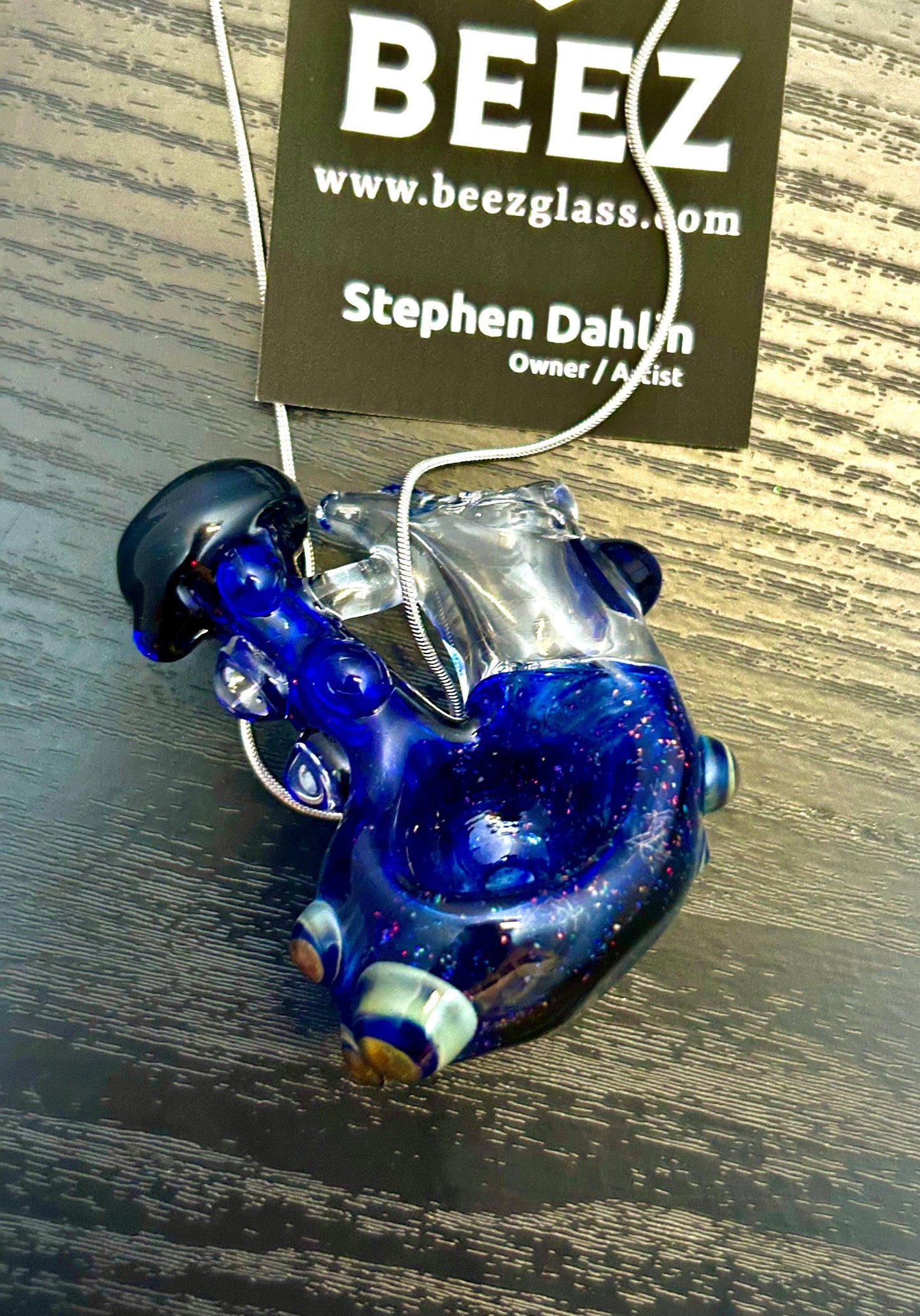 Midnight Opal Sneak-a-Toke Pendant Necklace | Handblown Glass Functional Art Unique Jewelry Artisan Piece