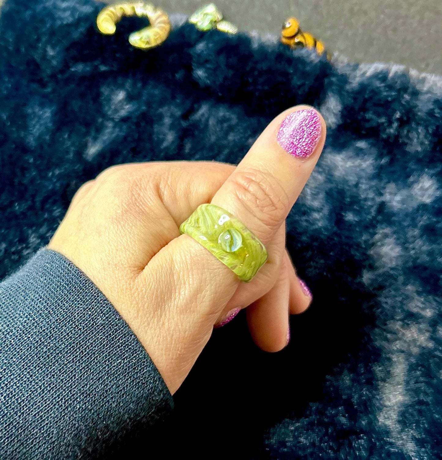 Kitschy, Agate-Inspired Glass Ring | Size 9 1/4
