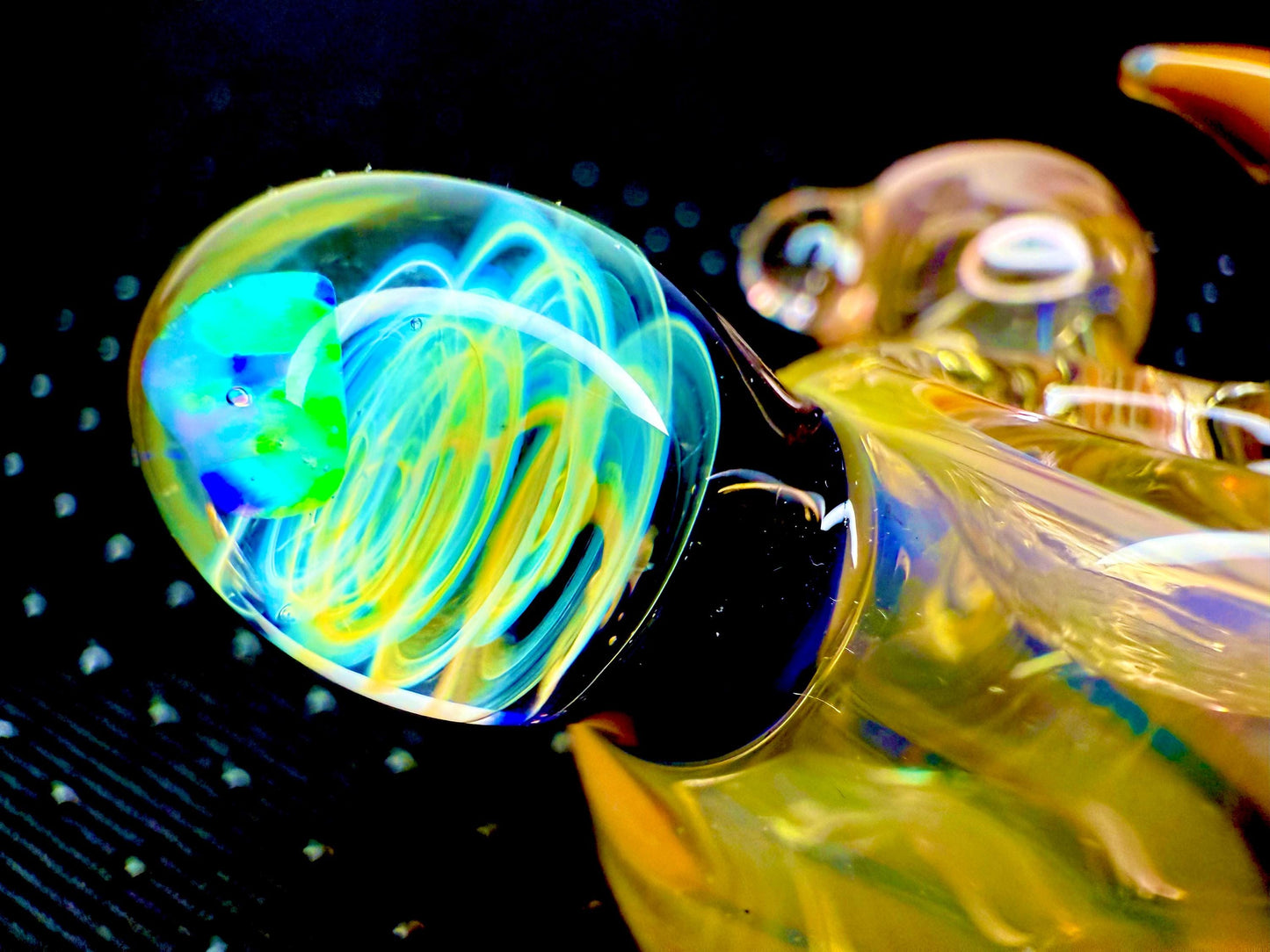 Horned Mini Gold Beatle | Handblown Glass Functional Art Unique Artisan Piece
