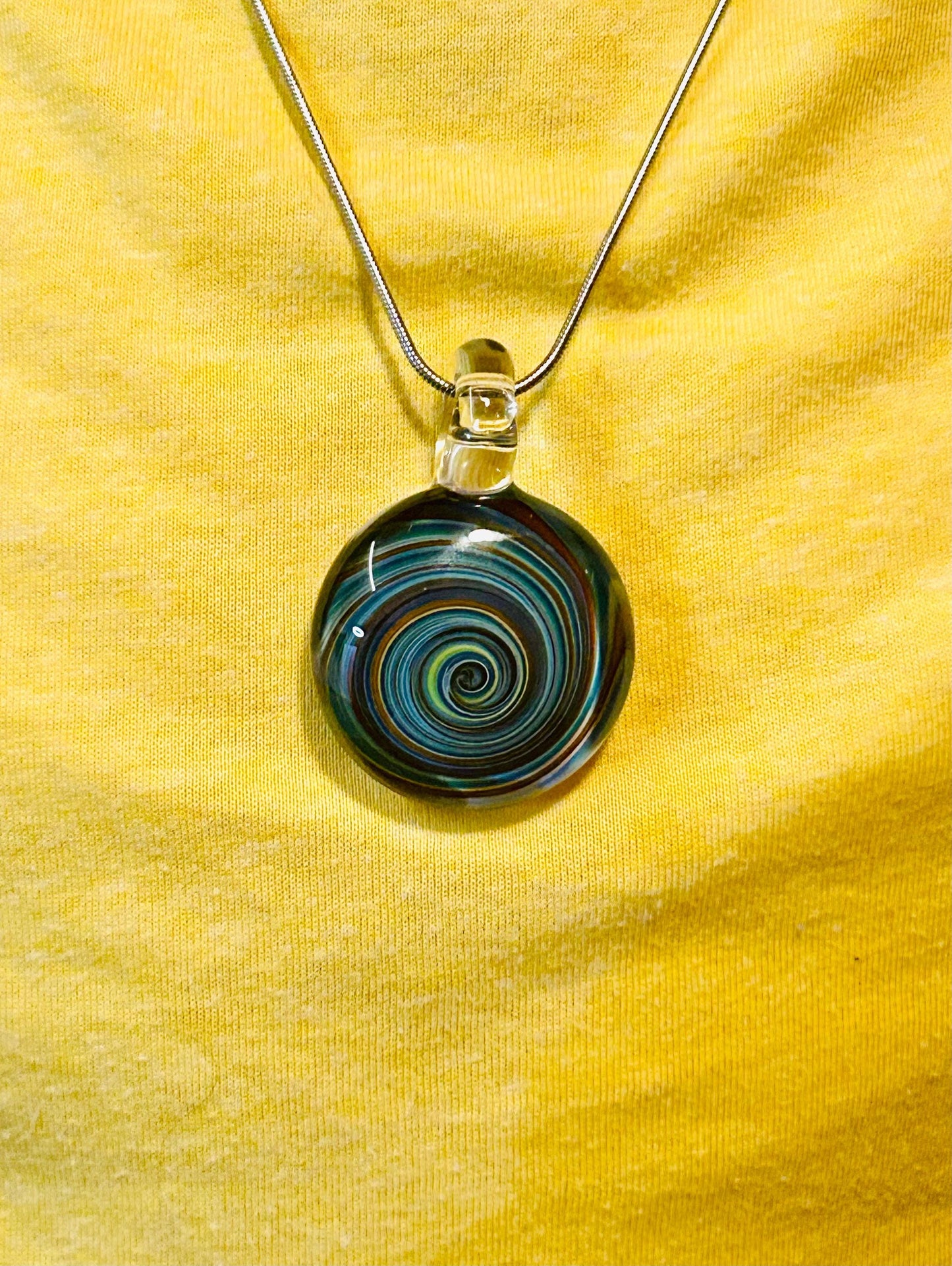 Rainbow Swirl | Handblown Glass Pendant Unique Artisan Jewelry